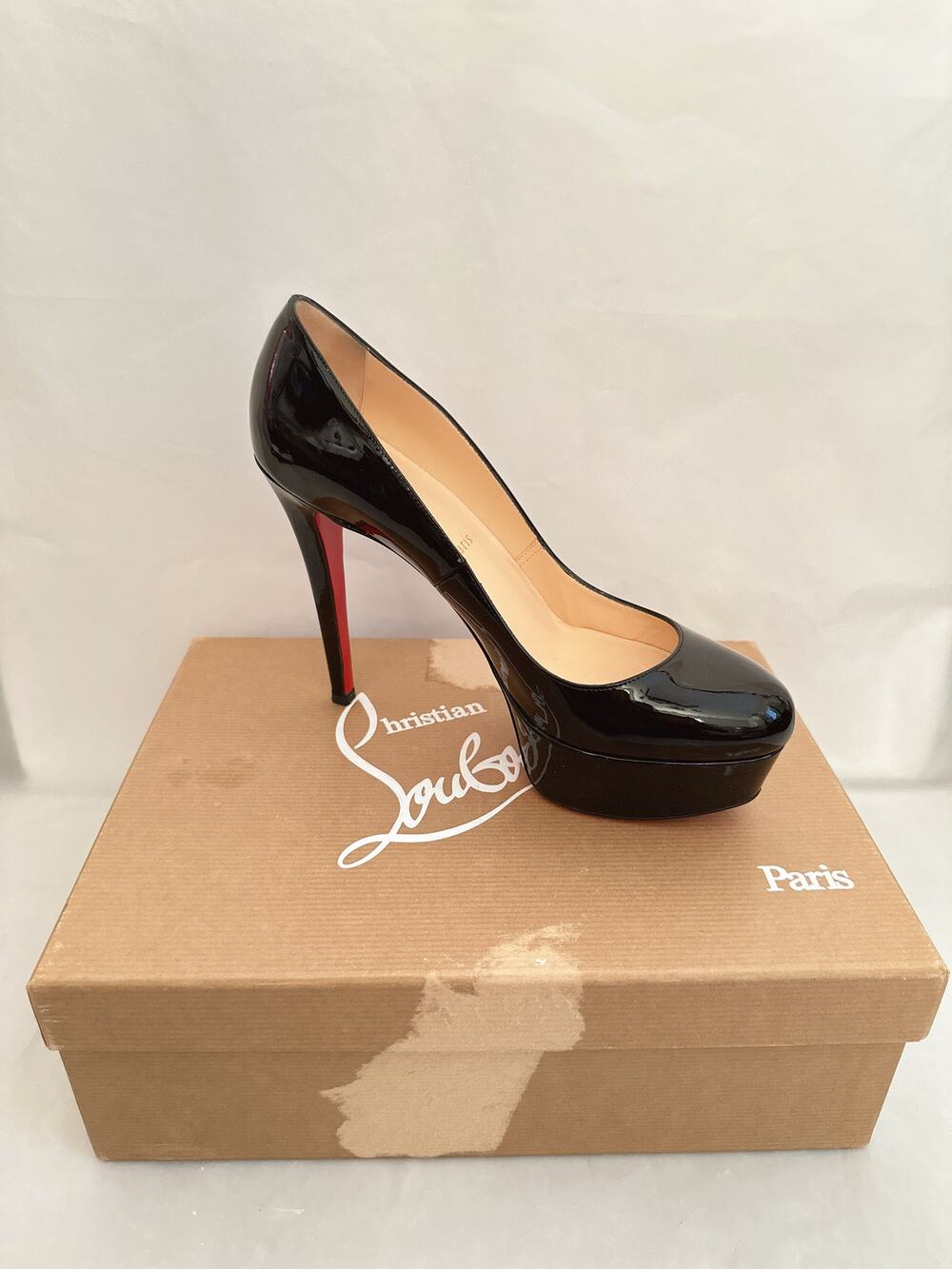 Christian Louboutin Black Patent Calf Bianca 120 Platform Pumps 37.5
